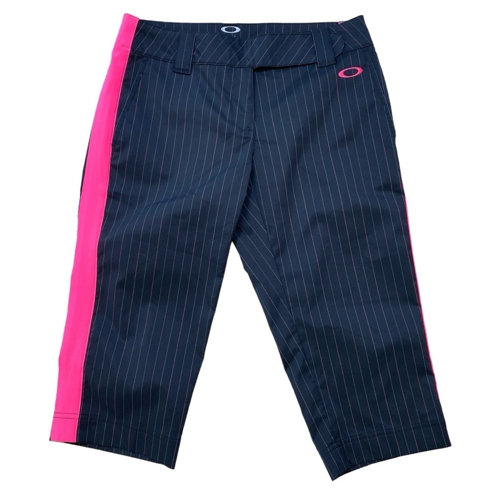 Oakley Pinstripe Golf Albatross Capri Pant Womens 2 Jet Black‎ Hot Pink 29x17